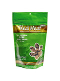 The Real Meat Company Beef Jerky Treats 12oz Beef jerky dog treats 12 oz bag front