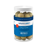 Chicken Meatballs Nature's Select Chicken Meatballs Freeze Dried Front of Jar