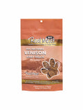 The Real Meat Venison Jerky Treats 4oz The Real Meat Company venison jerky dog treats 4oz bag front