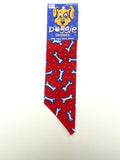 Doggie Dannas Doggie Dannas red with white polka dot and blue outlined white dog bones print bandana