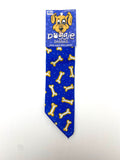 Doggie Dannas Doggie Dannas blue with white polka dot and yellow outlined white dog bones print bandana
