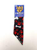 Doggie Dannas Doggie Dannas black with red paw prints and white bones print bandana