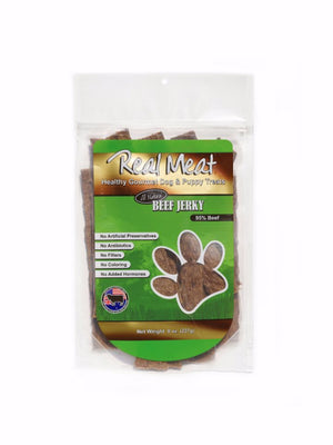 Beek jerky recipe dog treats 8 oz bag front