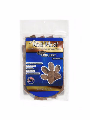 The Real Meat Company lamb jerky dog treats 8oz bag front