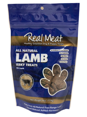 The Real Meat Company lamb jerky dog treats 4oz bag front