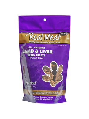 The Real Meat Company lamb and liver dog treats 4oz bag front