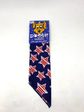Doggie Dannas blue with red and white stripe stars bandana